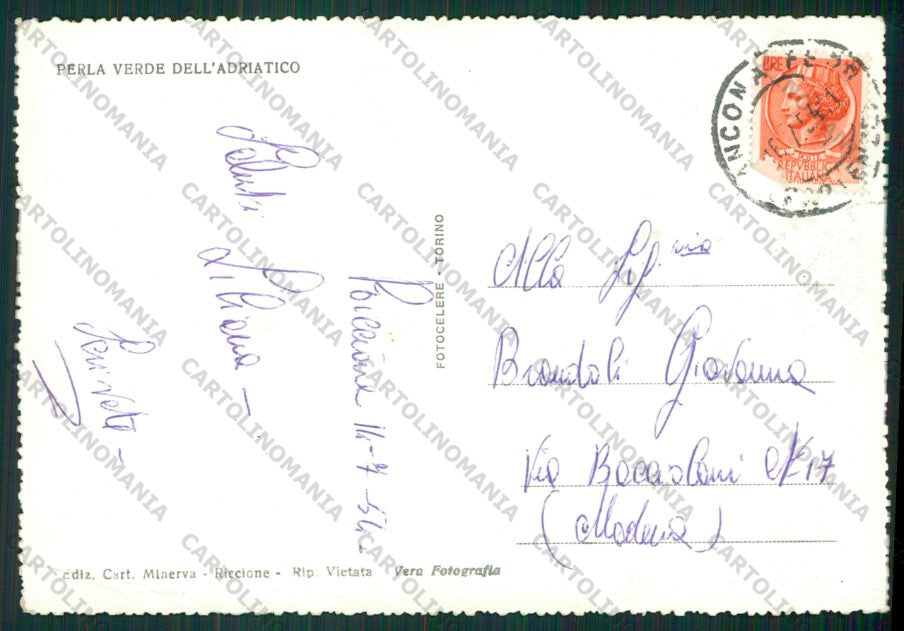 Rimini Riccione Auto Foto FG cartolina KB0350 – retro