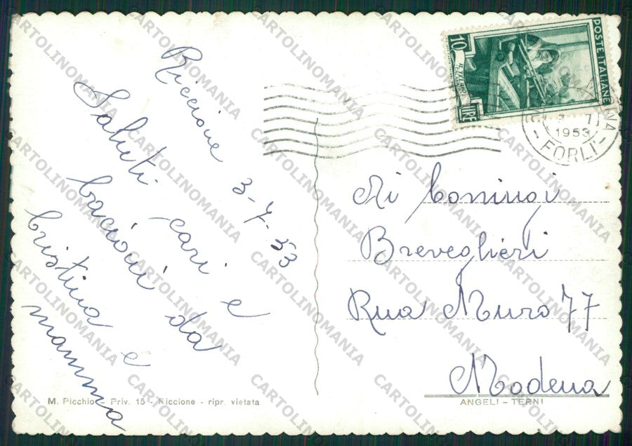 Rimini Riccione Auto PIEGHINE Foto FG cartolina KB0351 – retro
