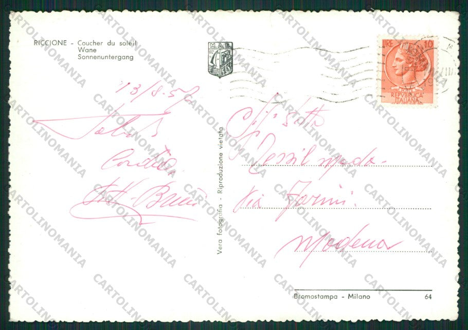 Rimini Riccione STRAPPINO Foto FG cartolina KB0353 – retro