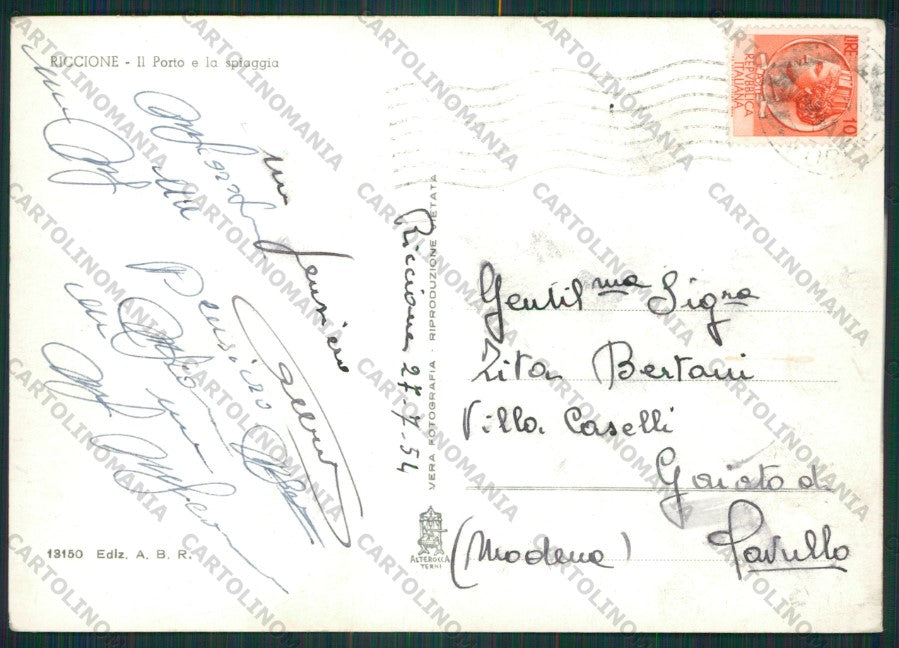 Rimini Riccione Barche Foto FG cartolina KB0356 – retro
