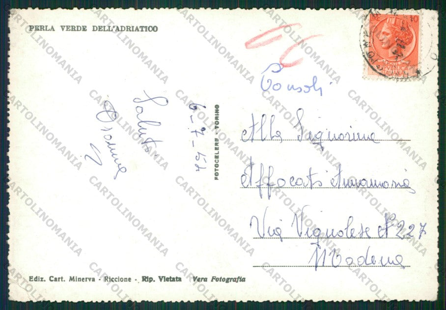 Rimini Riccione PIEGHINA Foto FG cartolina KB0361 – retro