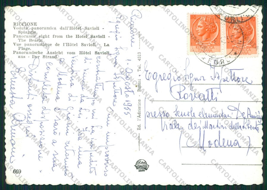 Rimini Riccione Barche Foto FG cartolina KB0365 – retro