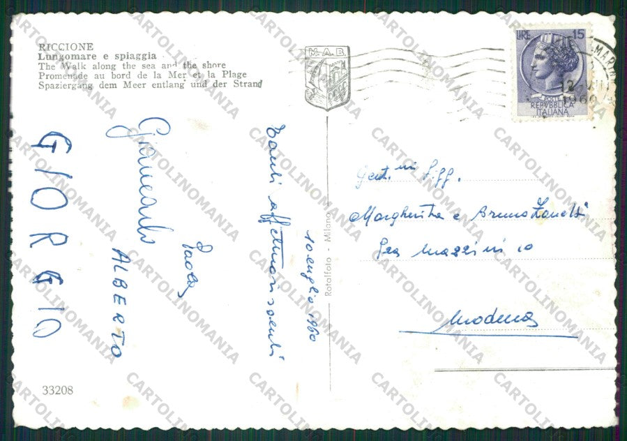 Rimini Riccione Barche Foto FG cartolina KB0368 – retro