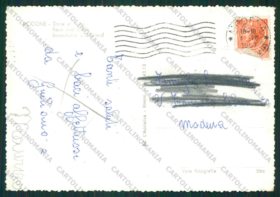 Rimini Riccione Barche Foto FG cartolina KB0369 – retro