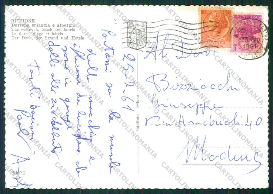 Rimini Riccione Barche Foto FG cartolina KB0370 – retro