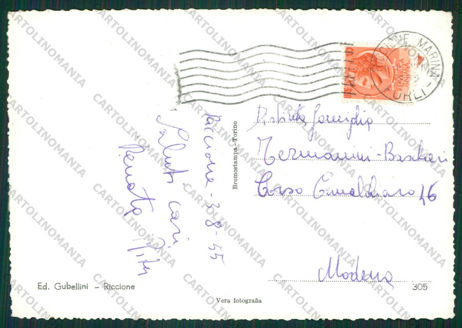 Rimini Riccione Barche Foto FG cartolina KB0371 – retro