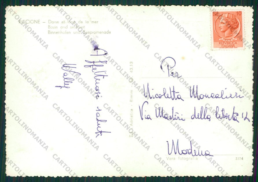 Rimini Riccione Barche Foto FG cartolina KB0372 – retro