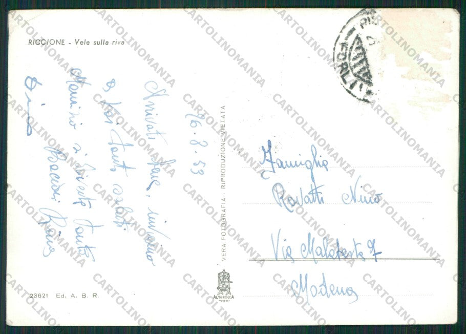 Rimini Riccione Barche PIEGHINA Foto FG cartolina KB0373 – retro