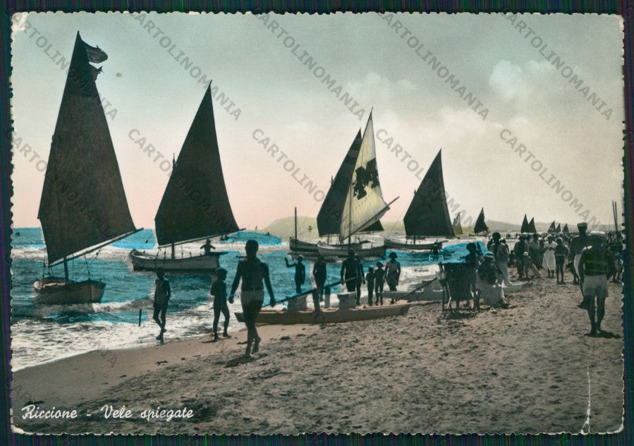 Rimini Riccione Barche STRAPPO Foto FG cartolina KB0376 – fronte