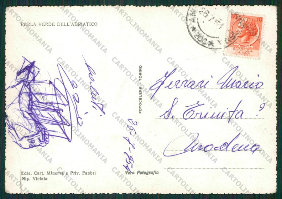 Rimini Riccione Barche STRAPPO Foto FG cartolina KB0376 – retro
