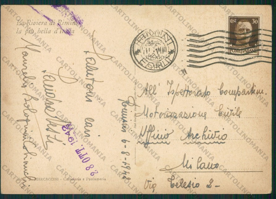 Rimini Città FG cartolina KB0384 – retro