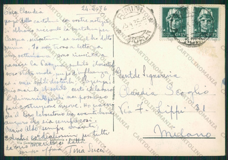 Rimini Città FG cartolina KB0412 – retro