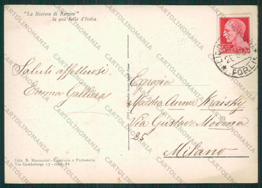 Rimini Città PIEGHINA STRAPPINO FG cartolina KB0451 – retro