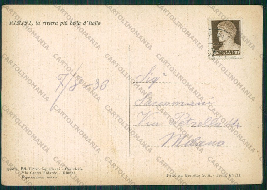 Rimini Città FG cartolina KB0455 – retro