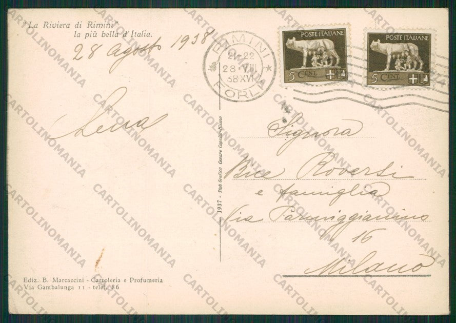 Rimini Città Barca FG cartolina KB0460 – retro