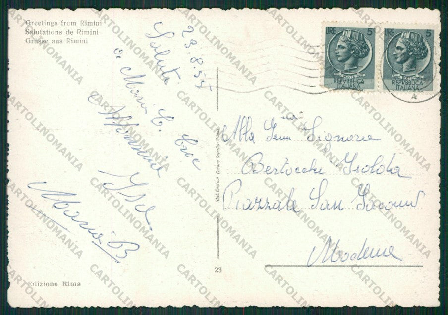 Rimini Città Saluti da FG cartolina KB0488 – retro