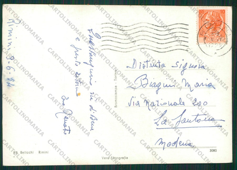 Rimini Città PIEGA Foto FG cartolina KB0493 – retro