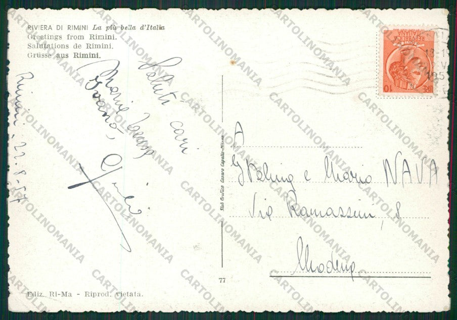 Rimini Città Saluiti da FG cartolina KB0500 – retro