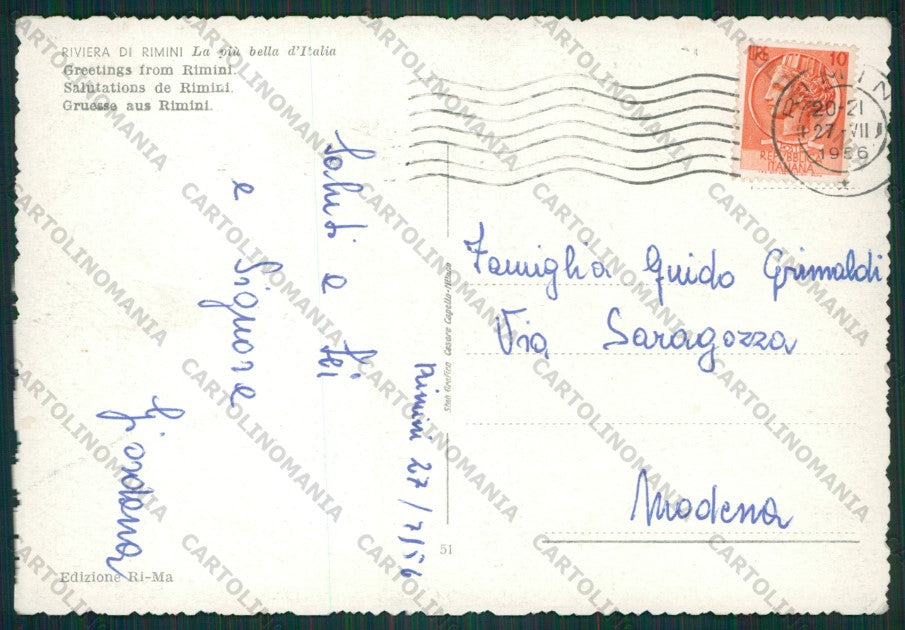 Rimini Città Saluti da FG cartolina KB0501 – retro