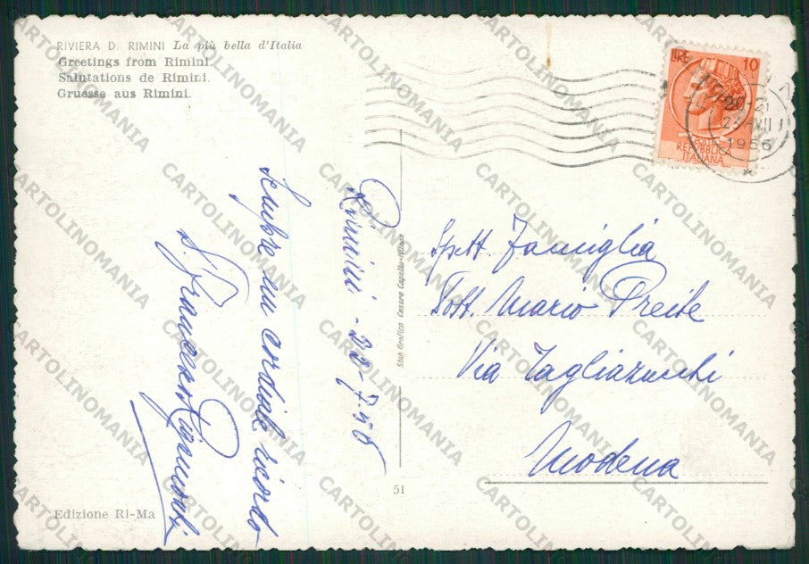 Rimini Città Saluti da FG cartolina KB0502 – retro
