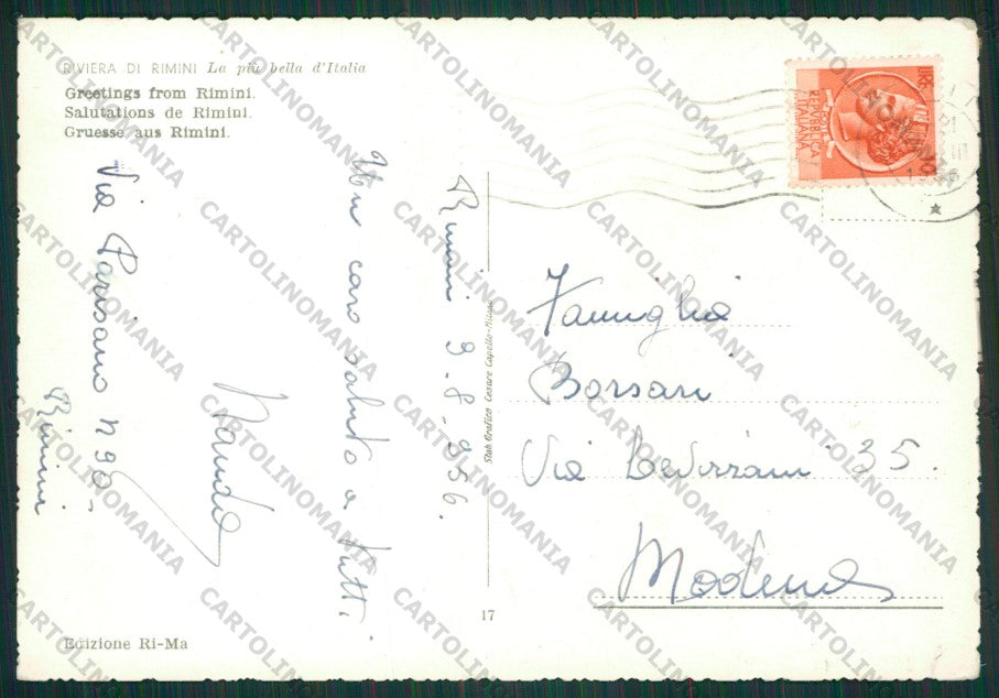 Rimini Città Saluti da Foto FG cartolina KB0503 – retro