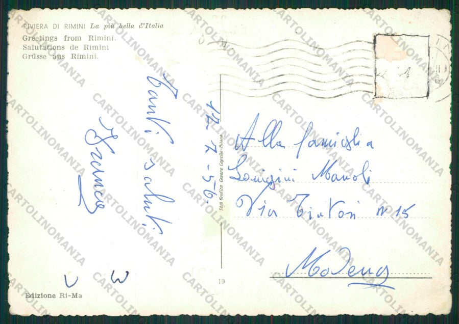 Rimini Città Saluti da SCOLLATA PIEGHINE Foto FG cartolina KB0506 – retro