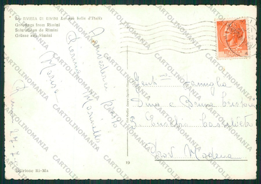 Rimini Città Saluti da Foto FG cartolina KB0507 – retro