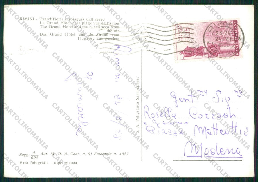 Rimini Città Foto FG cartolina KB0517 – retro