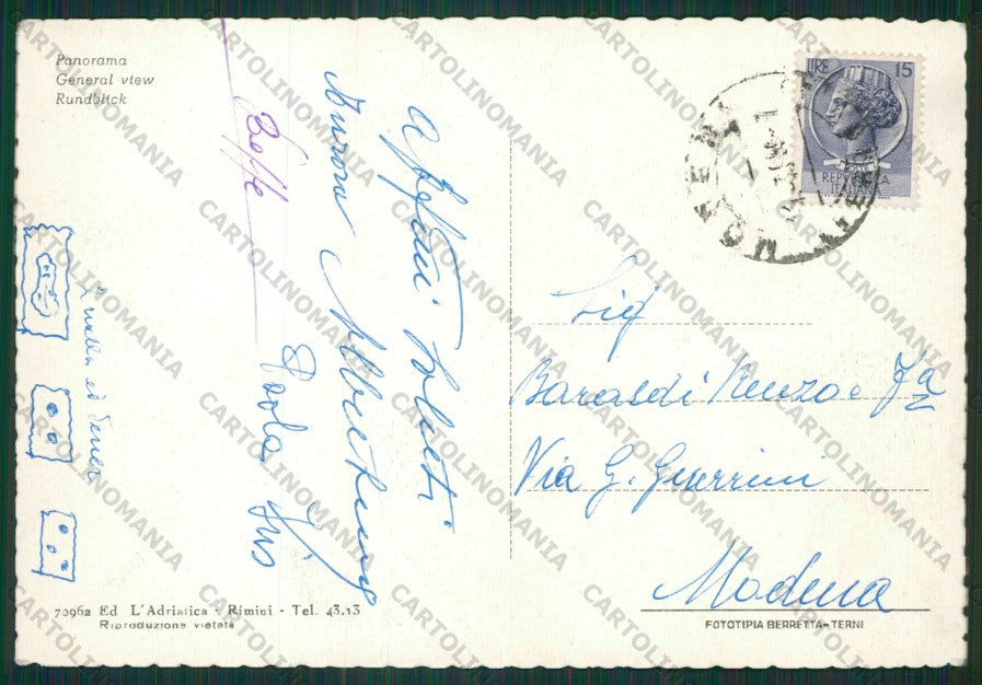 Rimini Città FG cartolina KB0552 – retro