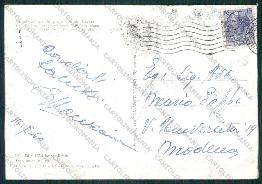 Rimini Città STRAPPINO Foto FG cartolina KB0553 – retro