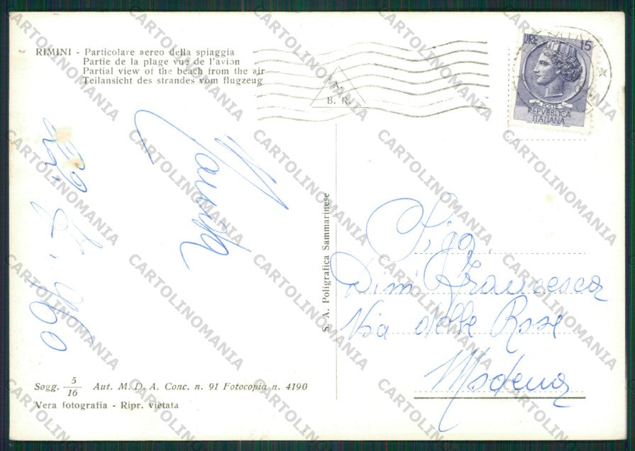 Rimini Città Foto FG cartolina KB0554 – retro