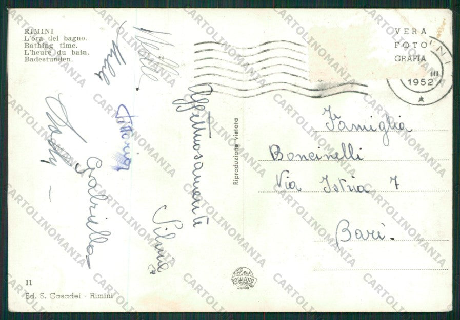 Rimini Città Barche PIEGA Foto FG cartolina KB0573 – retro