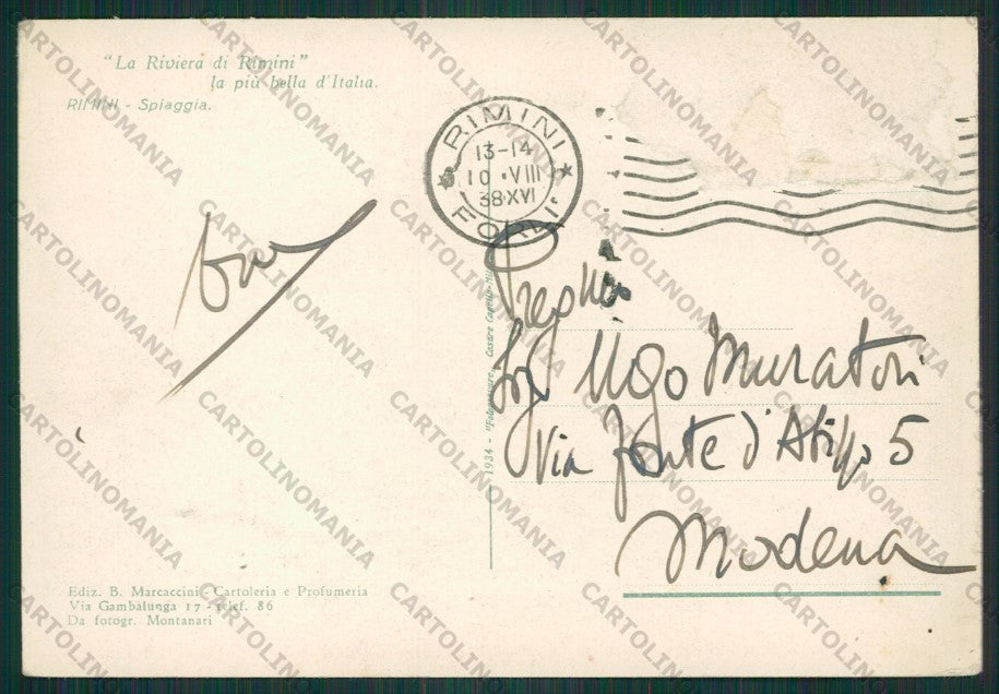 Rimini Città ABRASA FG cartolina KB0587 – retro