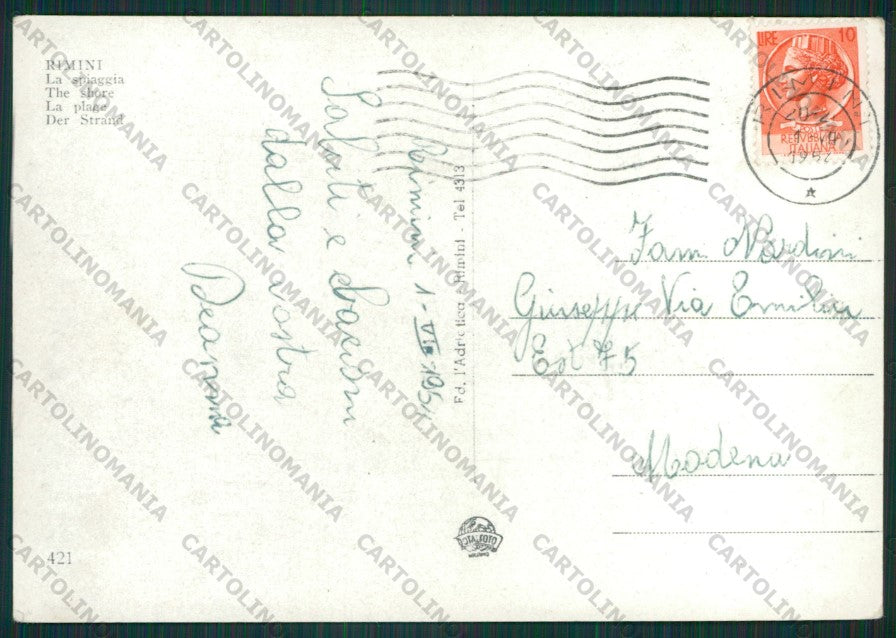 Rimini Città Foto FG cartolina KB0617 – retro