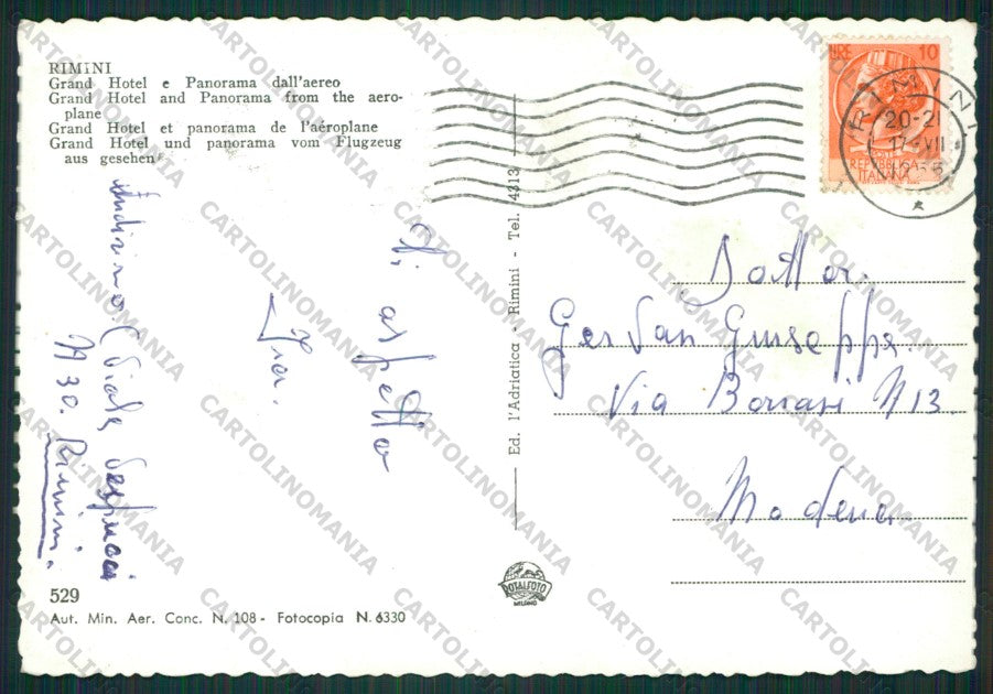 Rimini Città Foto FG cartolina KB0642 – retro