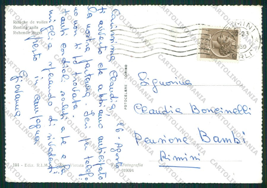 Rimini Città Barche Foto FG cartolina KB0653 – retro
