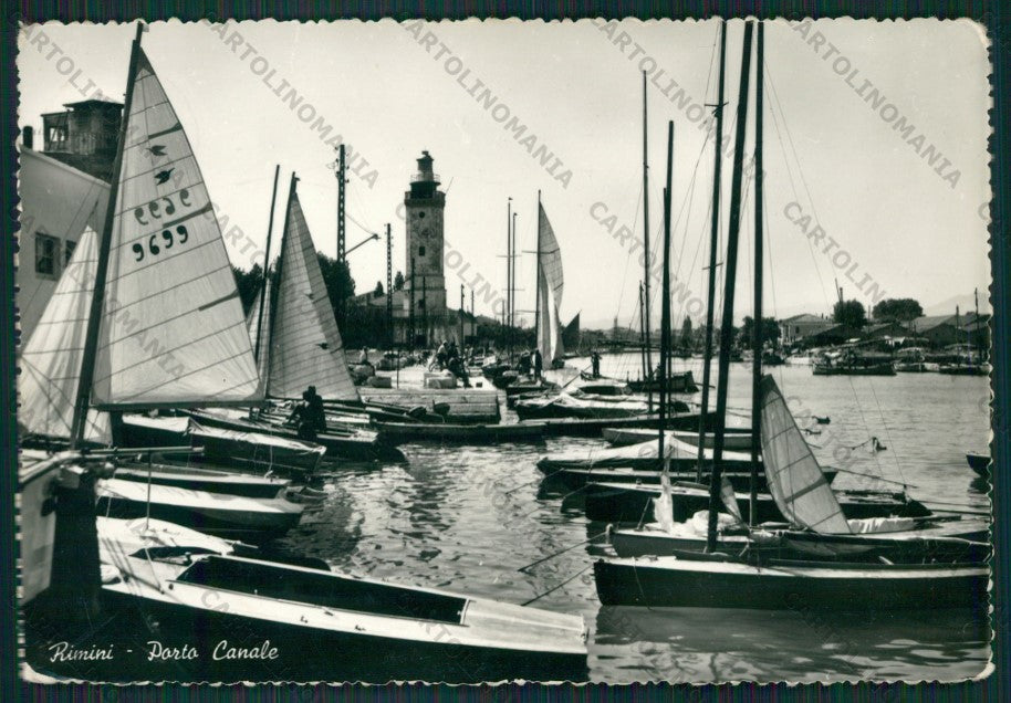 Rimini Città Porto Canale Barche PIEGHINE Foto FG cartolina KB0669 – fronte