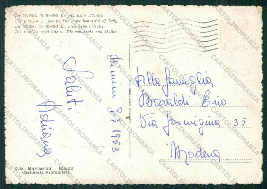 Rimini Città Barche PIEGHE STRAPPINO FG cartolina KB0672 – retro