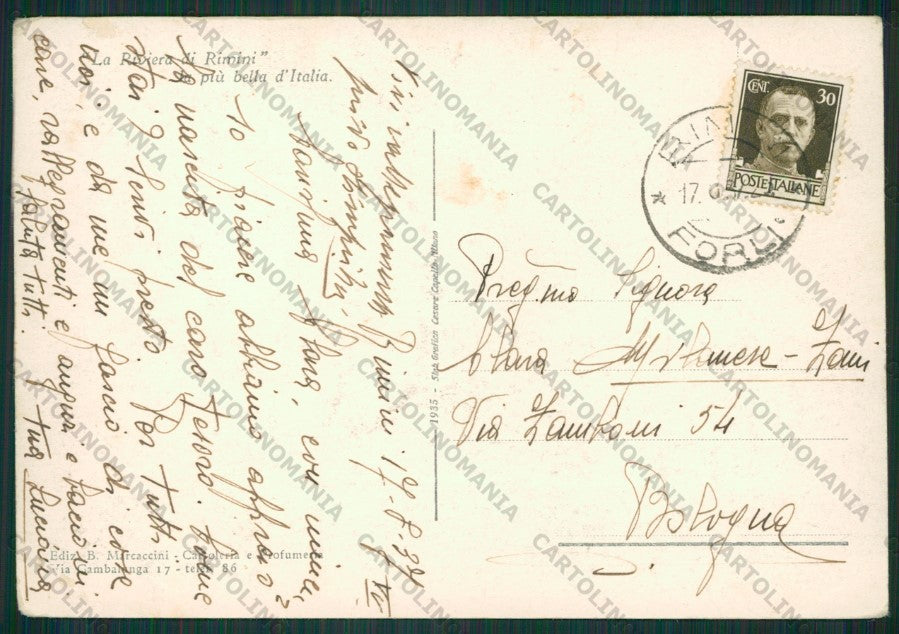 Rimini Città Barche MACCHIA PIEGA ABRASA FG cartolina KB0673 – retro