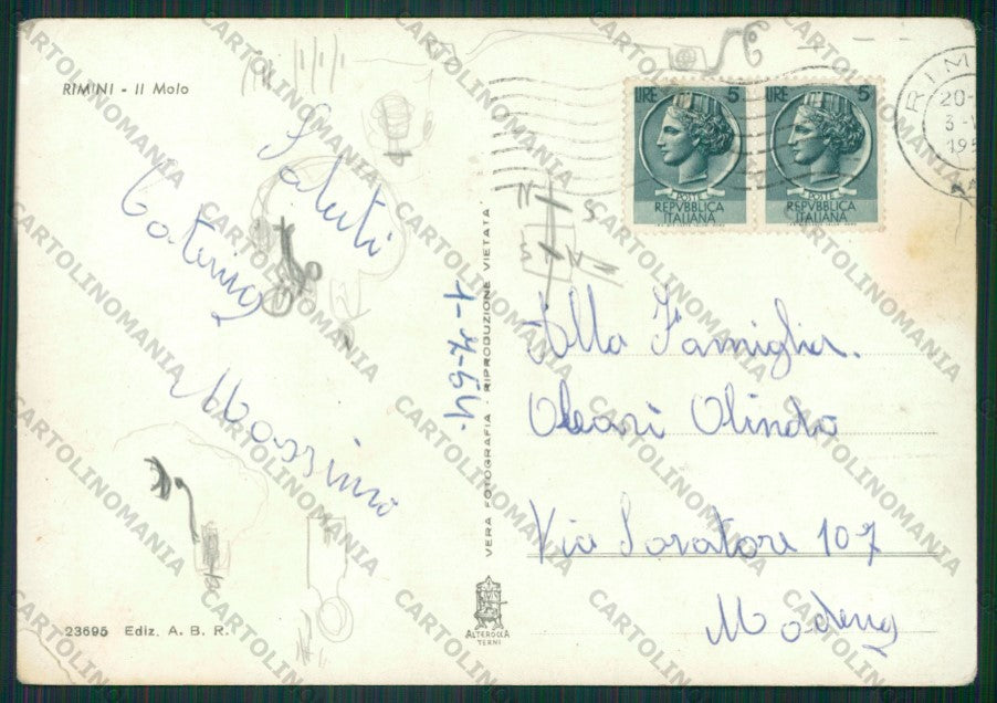 Rimini Città Barca PIEGHE Foto FG cartolina KB0679 – retro