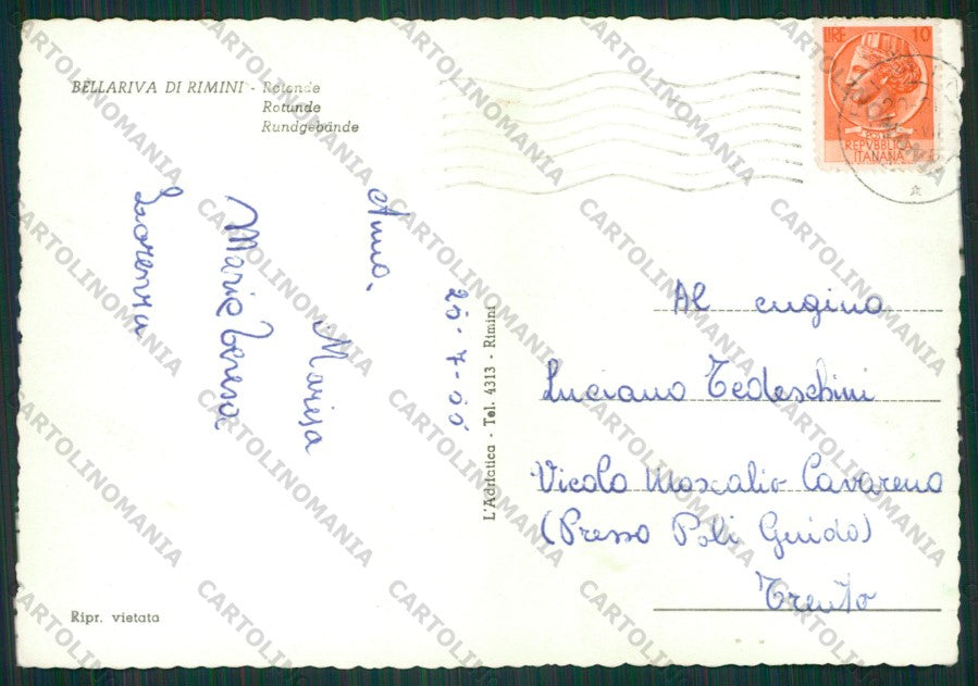Rimini Bellaria Corriera PIEGHINA Foto FG cartolina KB0681 – retro