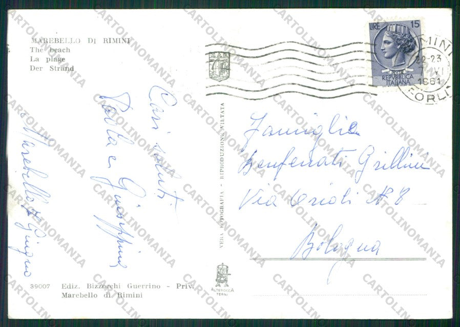 Rimini Marebello di Foto FG cartolina KB0686 – retro