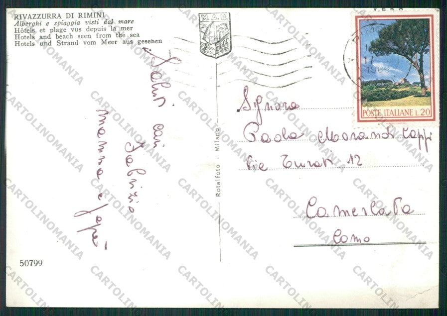 Rimini Rivazzurra di Barca PIEGHINA Foto FG cartolina KB0688 – retro