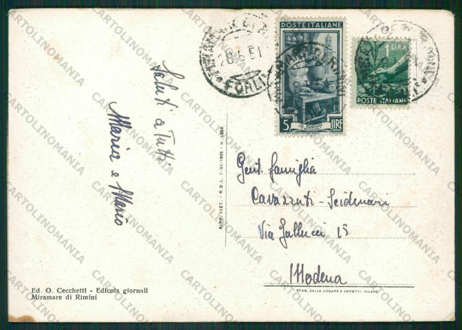 Rimini Miramare di MACCHIA PIEGHINE FG cartolina KB0734 – retro