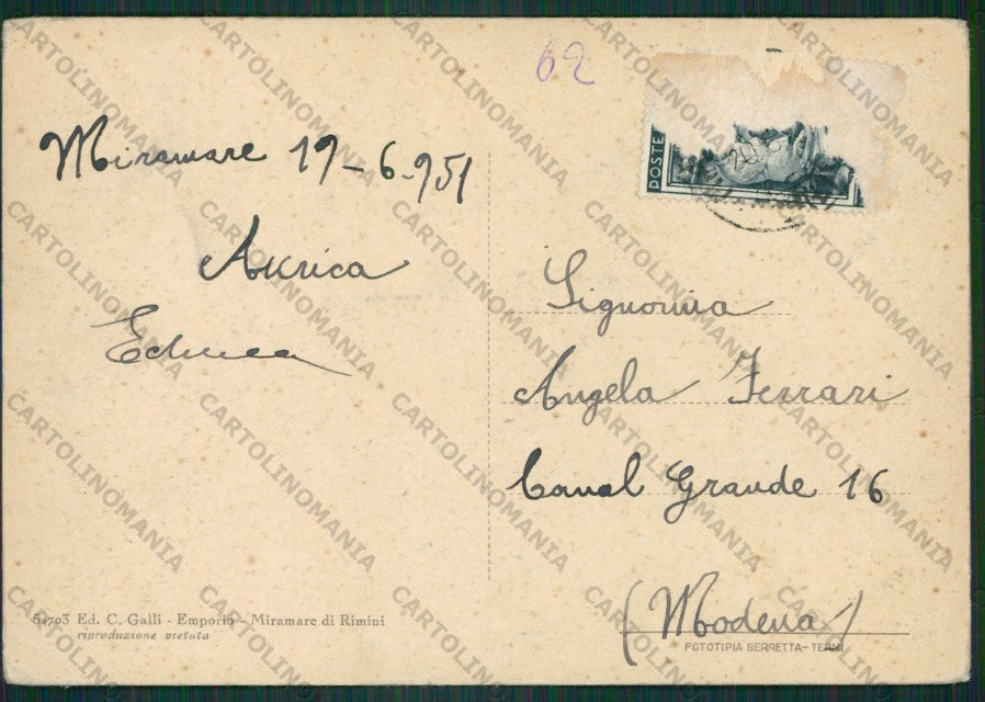 Rimini Miramare di PIEGHINE FG cartolina KB0748 – retro