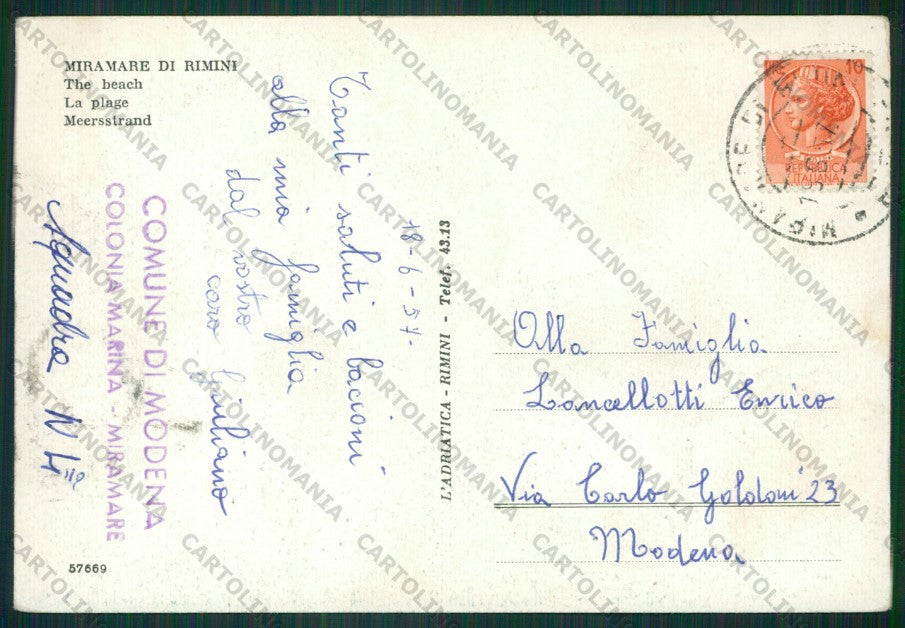 Rimini Miramare di Barca PIEGHE FG cartolina KB0749 – retro