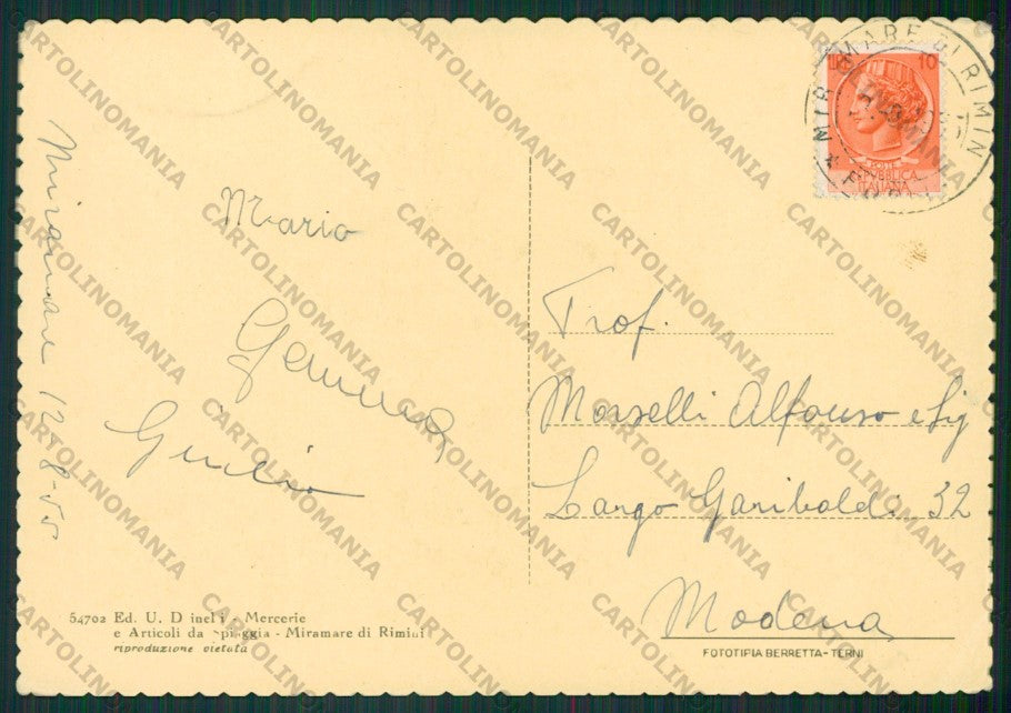 Rimini Miramare di Filovia MACCHIA PIEGHINA FG cartolina KB0750 – retro