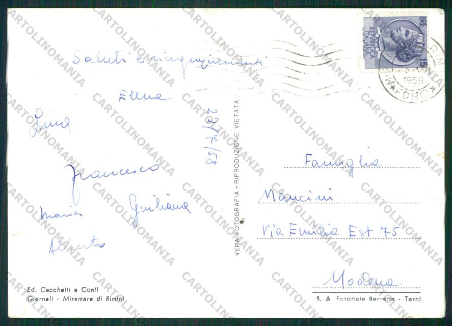 Rimini Miramare di Vespa Foto FG cartolina KB0756 – retro