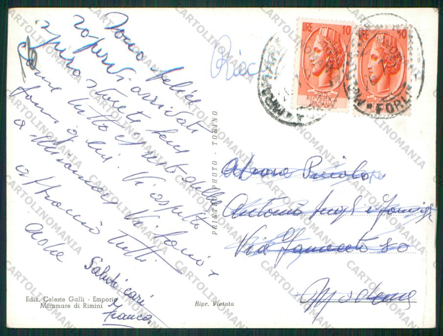Rimini Miramare di PIEGA Foto FG cartolina KB0758 – retro