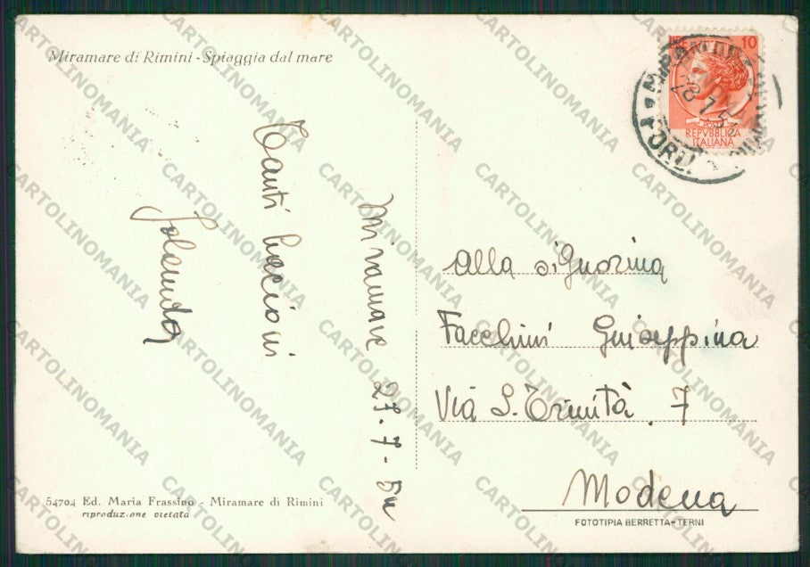 Rimini Miramare di FG cartolina KB0763 – retro